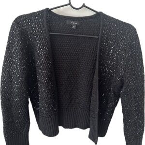 Express Black Open Sequin Cardigan